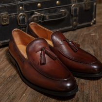 Inlen Wind Retro Summer Genuine Leather Lefu Shoes Mens Breathable Comfort Casual Leather Shoes Hand Sewn Mokashin Shoes
