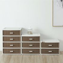 Japanese-style multi-layer plastic drawer storage box Imitation rattan clothing finishing cabinet desktop storage box storage box
