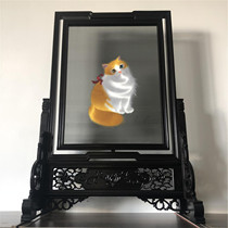 Handcrafted Double-sided Su Embroidered Exotic Cat Embroidered folding screen pendulum table Courtesy Old Foreign Gifts Gift Box Bifacial Embroidered