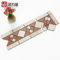 Porcelain Wanjia mosaic waist tile balcony living room floor tile edge line American skirting line antique brick waveguide line