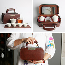 High-end Gaiwan travel tea set portable bag one pot four cups two cups household simple 4-person car customization