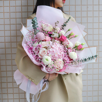  Rose carnation hydrangea mixed bouquet Birthday flower express Guangzhou Shenzhen Beijing national same city delivery