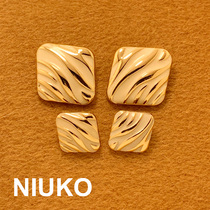 NIUKO platinum texture metal coat prismatic button Elegant fashion jacket square button clothing accessories