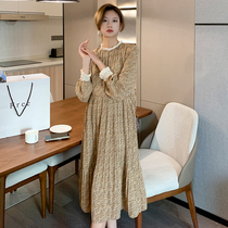 Pregnant Woman Spring Clothing Fashion style Big code Broken Flowers Long Sleeve Dress 2022 New Spicy Mother Loose Pregnancy Long dress