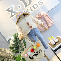 European childrens clothing 2019 spring new womens clothing womens clothing with foreign color woolen texture fungus design lapel collar long sleeve shirt