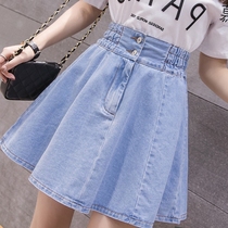  Summer denim skirt 2021 new culottes a-line short skirt high waist bag hip skirt summer thin skirt