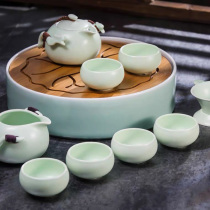 Kung Fu Tea Set Jingdezhen Ceramic Tea Tea Cup Ru Porcelain Complete Tea Set Office Home Simple Tea Plate