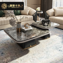 Eschic light extravagant TV cabinet tea table Composition minimalist square rock plate size tea table rear modern solid wood guest hall furniture