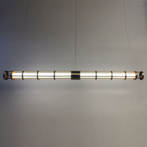 Postmodern light luxury creative metal restaurant American designer exhibition hall Living room personality bar dining table hollow chandelier