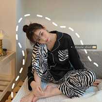 Pajama suit womens 2022 spring and autumn new zebra print net red long-sleeved home clothes can be worn as two-piece suit