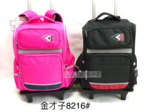 Guangzhou Gold Talent Pull Rod Tie Bag Elementary Three Rounds Can Climb Stairs Double Duty Double Shoulder Backpack Detachable Pull Rod Satchel Bag