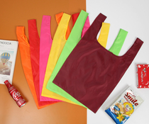Simple solid color nylon cloth vest bag bag portable folding supermarket shopping bag environmental protection bag shopping bag