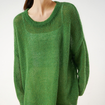 (Floating Notes) Clouds are light and semi-transparent and thin mohair pine needles loose pullover knitting