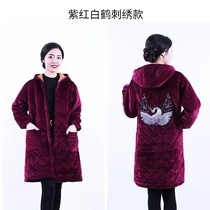 Plus velvet coat womens long warm padded cotton adult coat fashion Winter Kitchen apron hooded Lady