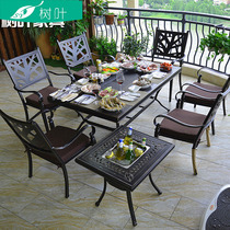 Outdoor cast aluminum tables and chairlounge villa leisure iron art table and chair terrace balcony barbecue table three or five pieces