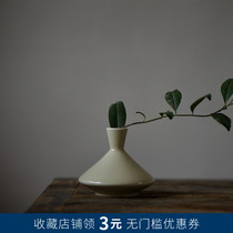 Japanese ceramic hydroponic vase Tea ceremony desktop New Chinese antique flower insert small flower living room tea room ornaments