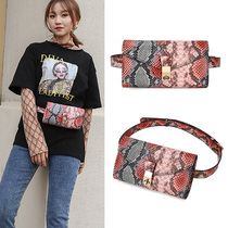 Snake pattern belt small waist bag women tide ins net red fashion belt mobile phone small bag street Joker chest bag