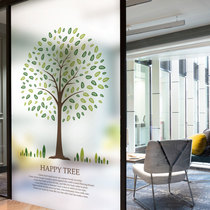 Love stickers can be customized free electrostatic film glass film toilet semi-transparent bathroom moving door stickers sunscreen happy tree