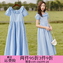 Girls dress Summer 2022 new children pure cotton plaid princess nepotism dress girl skirt parent-child foreign air