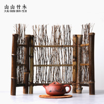 Shanshan bamboo wood Chinese screen partition Zizhu small fence foldable folding screen tea table decorative tea set tea set