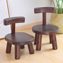 Solid wood stool chair Adult household small stool Simple low stool Fashion small round stool Small wooden stool backrest