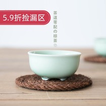 At the beginning of the art natural brown silk tea mat hand-woven round cup mat cup cup tea ceremony zero heat insulation mat mildew proof
