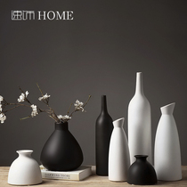 Modern simple Chinese ceramic vase American living room home decoration creative countertop black and white flower ornaments