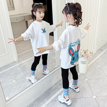 Girl autumn suit 2021 new childrens clothing loose clothes in big children Korean spring autumn cartoon two-piece set