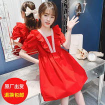 Girl Dress Dress Summer Dress 2022 New Fashion Foreign Air CUHK Children Trendy Girl Short Sleeve Princess Dress Trend