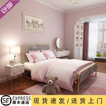  High-end wrought iron bed Modern simple single double bed 1 21 5 1 8 meters Nordic light luxury princess childrens iron frame bed