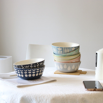 ins Nordic small fresh 6 inch short fruit salad bowl home ceramic bowl soup bowl sweet bowl large rice bowl porridge bowl