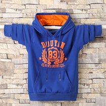 Autumn boy cartoon pullover plus velvet loose casual hooded sweater big boy loose hoodie thin velvet tide