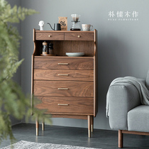 Plain wood for Nordic five bucket cabinets solid wood black walnuts light lavish minimalist bedroom with guest restaurant storage chest of drawers