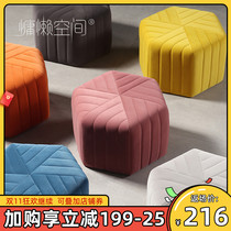 Creative simple fabric low stool Nordic luxury living room sofa stool modern home door shoe stool small cloth stool