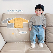 ins Korean version of the same childrens clothing new simple round neck T-shirt men and women baby casual Joker coat tide out clothes