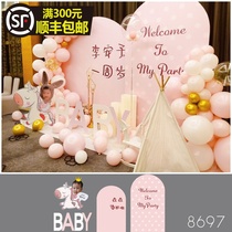 Baby birthday full moon pink KT board Dragon card board Hotel room scene layout decoration custom banquet