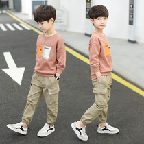 South Korean childrens clothing 2021 new online red fashion individuality necropolis suit children 100 hitch a casual foreign air two sets of damp