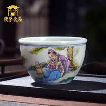 Jingdezhen ceramics Full hand painted pastel tea tasting map Master cup Gongfu tea ware Individual single cup tea cup Tea cup