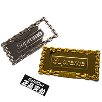 Supreme 18FW Chain License Tide brand License plate frame metal Hip Hop Collection art ornaments