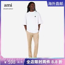 Ami Paris men and women 21 autumn and winter New products AMI Alphabet Embroidery Oversize Cotton round collar short sleeve T-shirt