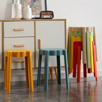 Plastic stool thickened home Nordic simple living room table rubber stool high Model round bench