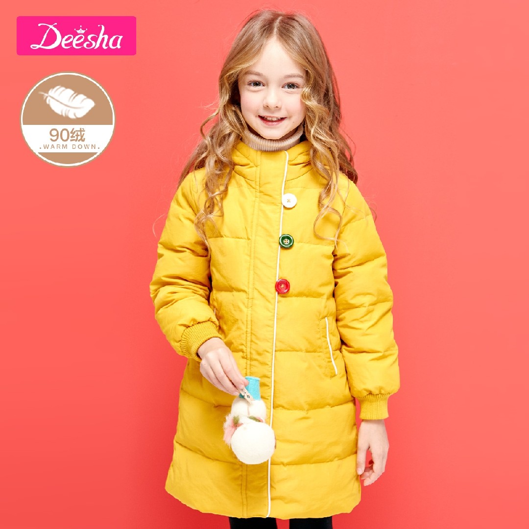 Deesha Deesha winter new girl big boy white duck down mid-length foreign style down jacket with hood