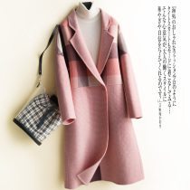 Spring dress new age reduction Korean double-sided woolen coat pure wool womens woolen coat loose fresh plaid coat