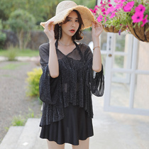 2021 new size swimsuit women split skirt bikini blouse steel frame size chest gather fat mm swimsuit