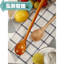 Wooden spoon large soup spoon non-lacquered and non-wax long handle 33cm mixing spoon sauce enzyme boiled solid wood log clumsy wooden
