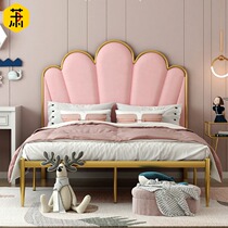 Modern simple and environmentally friendly Nordic ins Net red bed light luxury Princess iron bed gold double bed minimalist 1 8 m bed