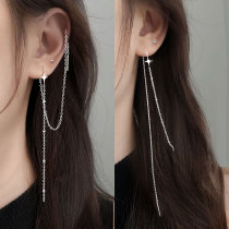 Face-thin ear line 2021 new trendy ear line feminine temperament long earrings long ear line sterling silver super long super fairy