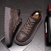 JC Alba Ultra with type ~ Summer short boots Mens high helping board shoes Trend sports casual leather shoes 100 hitch Martin boots