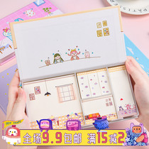 480 creative cartoon boxed Post-it notes set cute students with sticky strong nth stickers can tear note paper