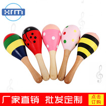 Kindergarten baby wooden sand hammer Infant early education blow toy sand ball Childrens Orff musical instrument